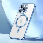 Sulada Soft case TPU en shockproof en lensbeschermer met magnetische ring voor de iPhone 15 Pro Max Sierra Blue