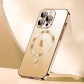 Sulada Soft case TPU en shockproof en lensbeschermer met magnetische ring voor de iPhone 15 Pro Max Goud