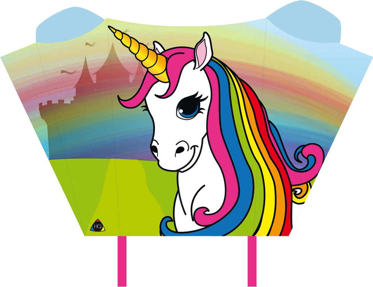 HQ Kindervlieger Sleddy Unicorn - 50 x 76 cm - Eenlijns vlieger voor kinderen vanaf 5 jaar