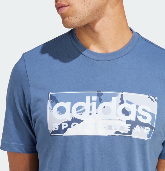 adidas Sportswear Camo Linear Graphic T-shirt - Heren - Blauw- S