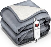 Sinnlein- Elektrische deken met automatische uitschakeling, lichtgrijs, 200 x 180 cm, warmtedeken met 9 temperatuurniveaus, knuffeldeken, wasbaar