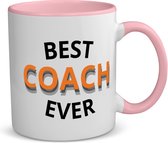 Akyol - best coach ever koffiemok - theemok - roze - Coach - een coach - sport - verjaardagscadeau - klein cadeautje - kado - gift - 350 ML inhoud