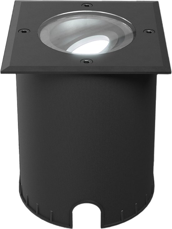 HOFTRONIC Cody LED Grondspot Zwart - GU10 4,5 Watt 345 lumen dimbaar - 6500K daglicht wit - Kantelbaar - Overrijdbaar - Vierkant - IP67 waterdicht