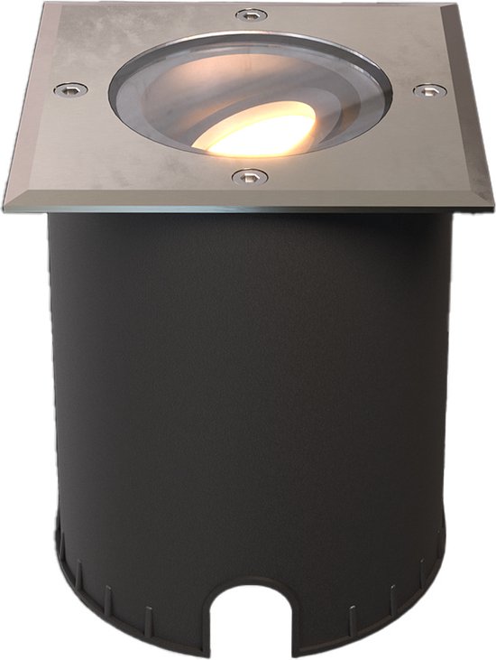 HOFTRONIC - Cody LED Grondspot XL - Vierkant - Dimbaar en kantelbaar - IP67 Waterdicht - RVS - GU10 4.5W 345 Lumen - Geschikt voor tuin, oprit en pad