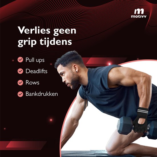 Motivv Sport & Fitness Handschoenen Heren & Dames - Krachttraining - CrossFit - Zwart & Grijs - Maat M - Supplife