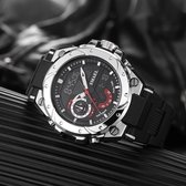 Shockbestendig Heren Horloge Zwart Zilver Dual time | Smael | 8060-Z
