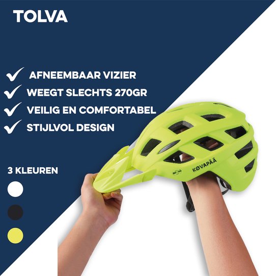 Køvapää® Tolva - Fietshelm - Lemon - Maat 56-61 cm - M/L - Afneembaar vizier - Fietshelm Volwassenen - Fietshelm Dames - Fietshelm Heren - Mountainbike Helm - Fietshelmen - Fietshelmen - fietshelm dames elektrische fiets - Fietshelm Dames Volwassenen van Køvapää — afbeelding 3