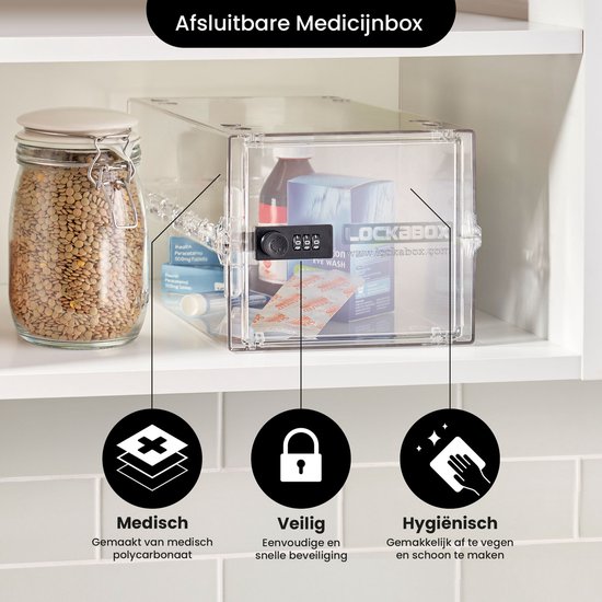 Lockabox One™ Afsluitbare Medicijnkast - Opbergbox met Cijferslot - Kristal - Lockabox