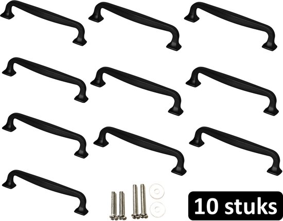 Handgrepen zwart - Handgreep zwart 128 mm - 10 stuks - Handgrepen kast