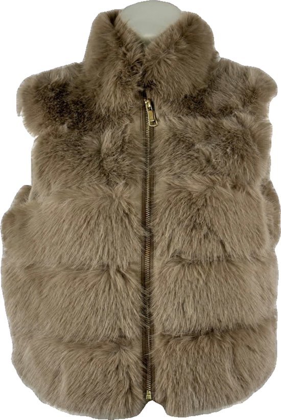 Manteau élégant en fausse fourrure pour femme - Chaud et doux - Disponible en 4 couleurs élégantes - Taille unique - Taupe