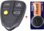 Autosleutelbehuizing 4 knoppen + Battterij ECR2032 geschikt voor Volvo sleutel S40 / S60 / S70 / S80 / S90 / V40 / V70 / V90 / XC70 / XC90 / volvo sleutel behuizing.