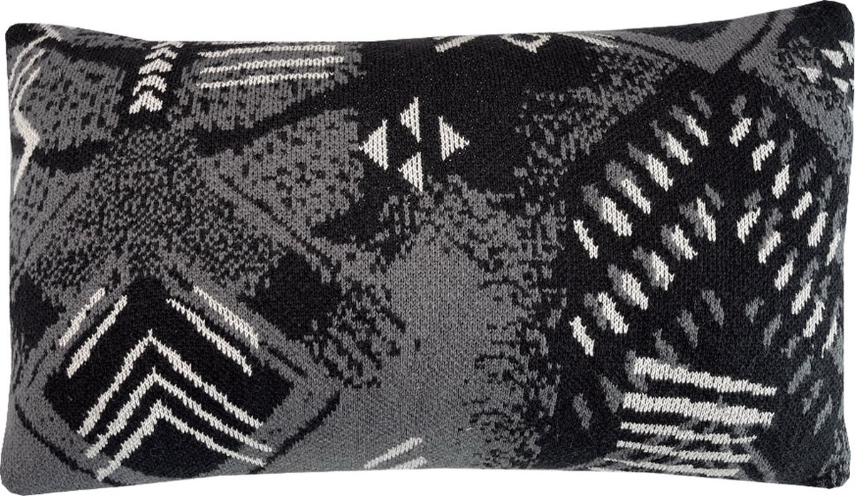 Funny block dye knitted cushion black