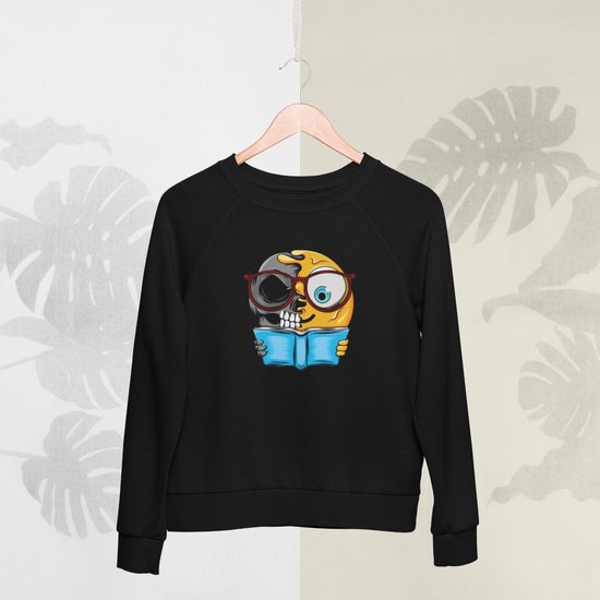 Feel Free - Halloween Sweater - Smiley: Gezicht lezen - Maat M - Kleur Zwart