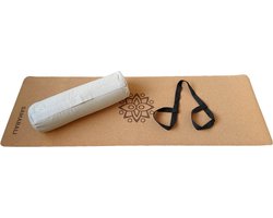 Samarali Grijs Kateel Yin Yoga Classic Set - Kurk Mat, Bolster & Massagebal - Natuurlijke Materialen