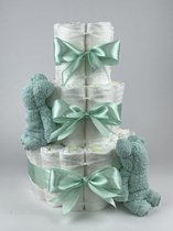 Chouette-Chouette | Luiertaart Neutraal | Kraamcadeau | Geboorte Jongen Meisje | Babyshower | Beren Mint groen - Groen