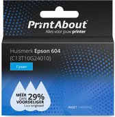 PrintAbout huismerk Inktcartridge 604 (C13T10G24010) Cyaan geschikt voor Epson