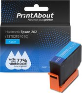 PrintAbout huismerk Inktcartridge 202 (13T02F24010) Cyaan geschikt voor Epson