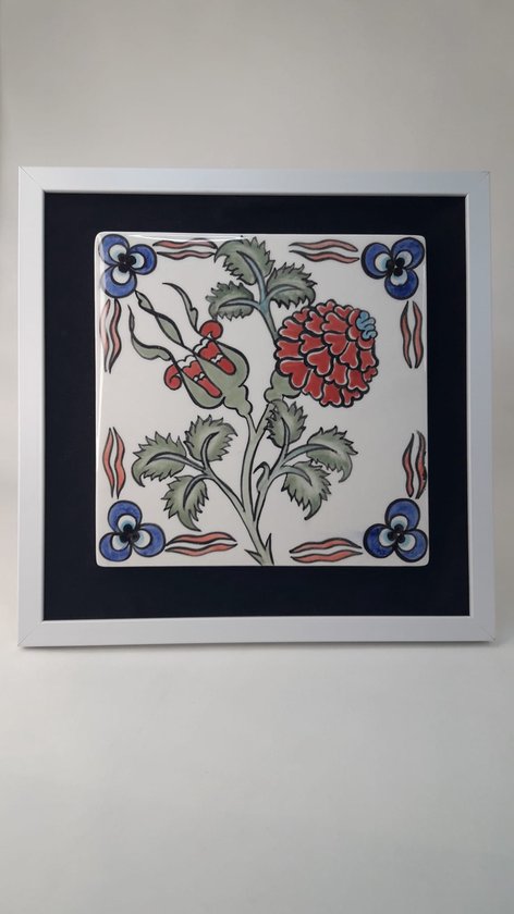 Schilderij - keramiek tegels - handmade - keramiek wandbord - met bloemen motief - 22*22 cm - handgeschilderd - keramiek kunst - tegel kunst - tafeldecoratie - wanddecoratie - muurdecoratie - valentijnscadeau - vaderdagcadeau -verjaardagscadeau