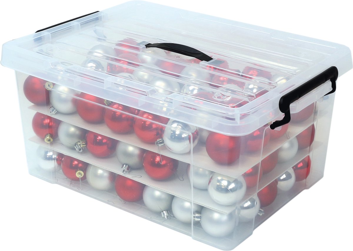 Alpac Kerstballen opbergbox - Kerstballenbox - Kerst opbergbox - 35 Liter - 535 x 390 x 245 mm - Transparant