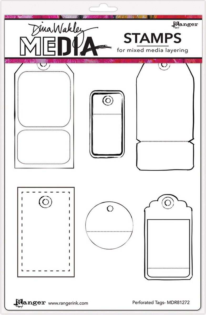 Ranger • Dina Wakley Media Cling Stamps Perforated Tags