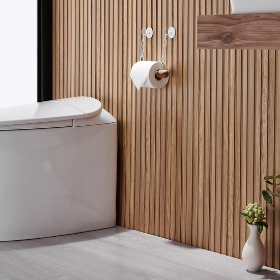 Toiletpapierhouder zonder boren, wc-rolhouder, wandmontage met plank, 2 montagemethoden (zelfklevend of boren), zwart, wc-rolhouder voor badkamer, keuken (zwart B