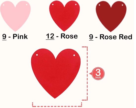 4 stuks hart Valentijnsdag decor hart slinger banners