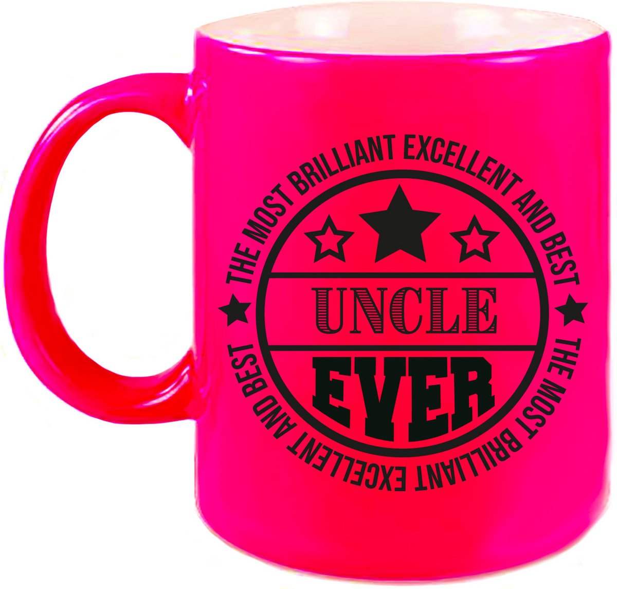 Bellatio Decorations Cadeau koffie/thee mok voor oom - beste oom - roze - 300 ml