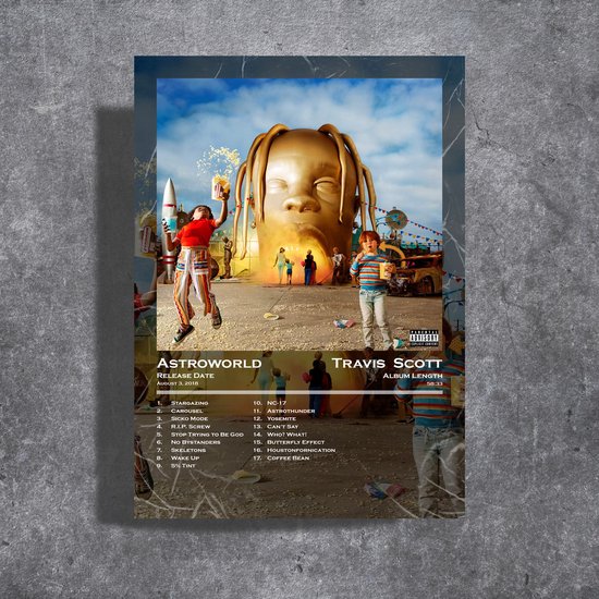 Travis Scott - Astroworld - Poster métal 30x40cm - couverture de l'album