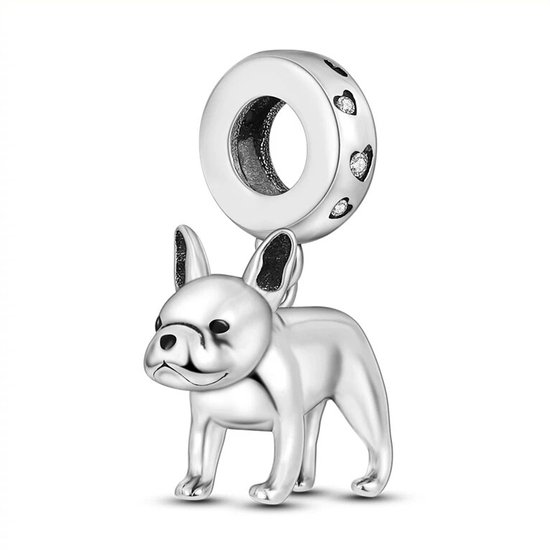 Foto: Fler bedel past op populaire bedel armbanden standaard 3mm armbandbedel franse bulldog bedel frenchie charm hangbedel charm 925 sterling zilver zirkonia zwarte emaille vriendschap verjaardagsgeschenk cadeau valentijn kado