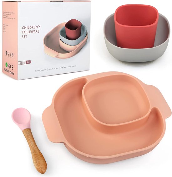 Assiette bébé Vaisselle pour enfant avec ventouse Assiette enfant Bol  Bavoir Kom