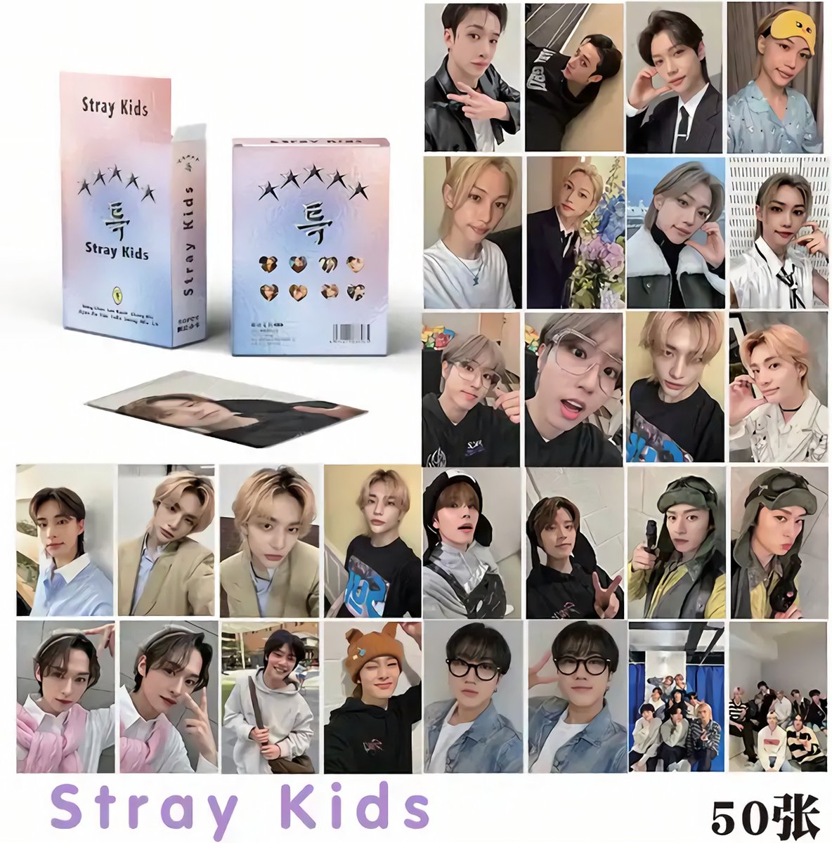 KPOP 50pcs/box Stray Kids Photocard Holographic Stray kids [Fotokaarten]