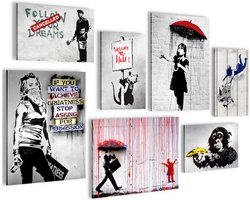 Banksy - 100 x 70 cm - Meteen ophangen - muurdecoratie - wanddecoratie - muurdecoratie woonkamer - wanddecoratie woonkamer - muurdecoratie canvas - canvas schilderijen woonkamer - canvas schilderijen slaapkamer - muurdecoratie