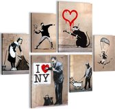 Banksy - 90 x 80 cm - Meteen ophangen - muurdecoratie - wanddecoratie - muurdecoratie woonkamer - wanddecoratie woonkamer - muurdecoratie canvas - canvas schilderijen woonkamer - canvas schilderijen slaapkamer - muurdecoratie