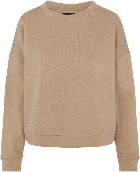 Pieces Dames Sweater - Beige - Loungewear Top - Dames trui zonder print - Maat L