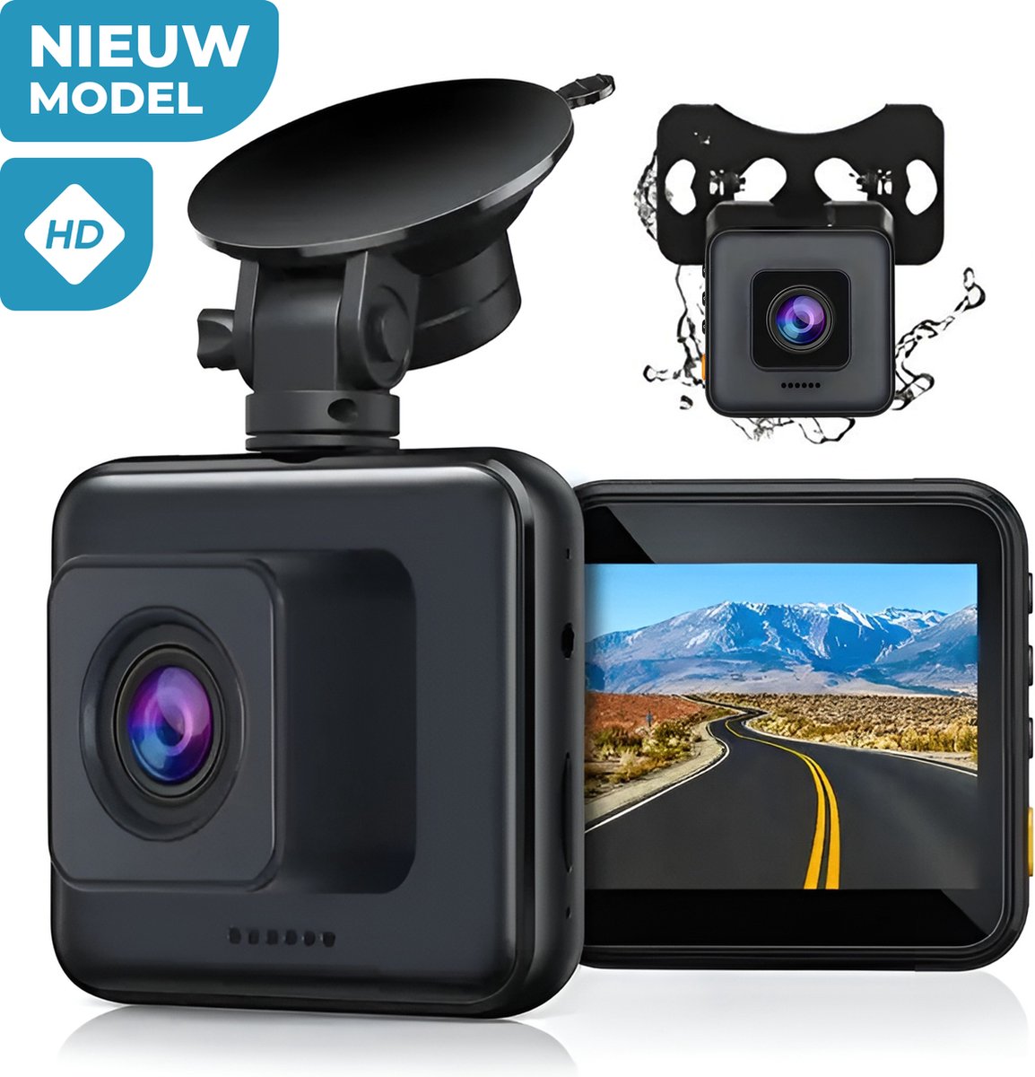 Dual Dashcam Voor Auto Camera Voor en Achter 1080p Full HD - Nachtvisie - Nederlandse Handleiding
