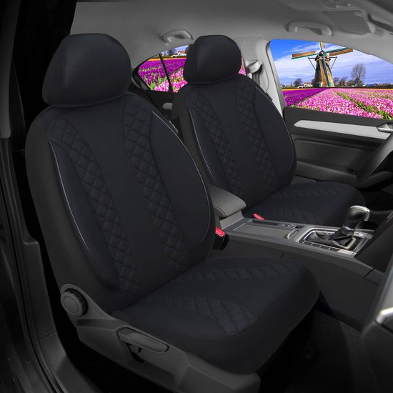 Housses de siège de voiture pour Ford EcoSport 2 2012 en coupe, lot de 2 pièces Conducteur 1 + 1 côté passager N - Série - N704 - Zwart