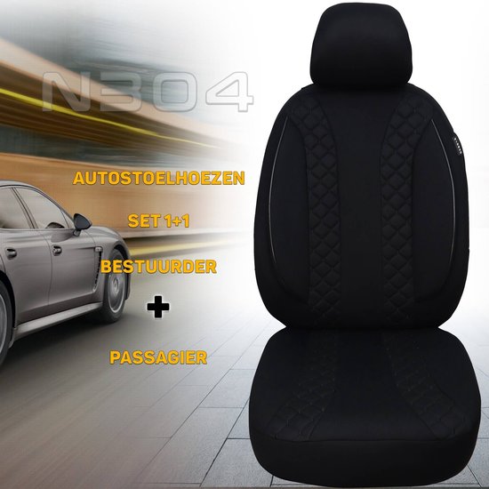 Housses de siège de voiture pour Ford EcoSport 2 2012 en coupe, lot de 2 pièces Conducteur 1 + 1 côté passager N - Série - N704 - Zwart