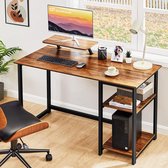 Bureau met monitorplank, computertafel, pc-tafel met omkeerbare opbergplanken, 100 cm, bureautafel voor kantoor, kleine ruimtes