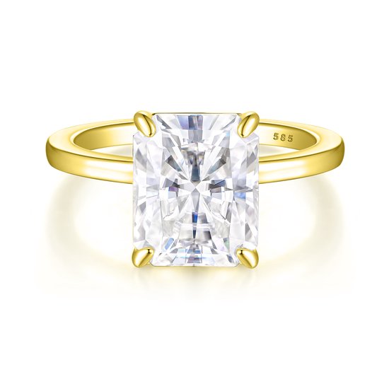 Radiana - 14k Geelgouden Radiant Solitaire Moissanite Ring - 0.7 karaat