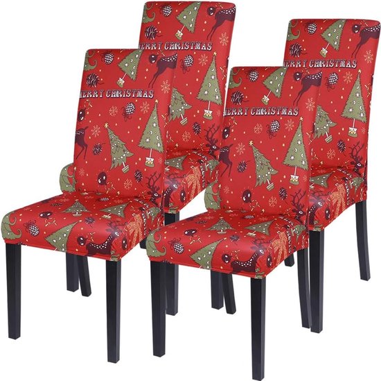 Kerst Kerst Stoelhoezen Set van 1/2/4/6 Stretch Stoelhoezen Moderne
