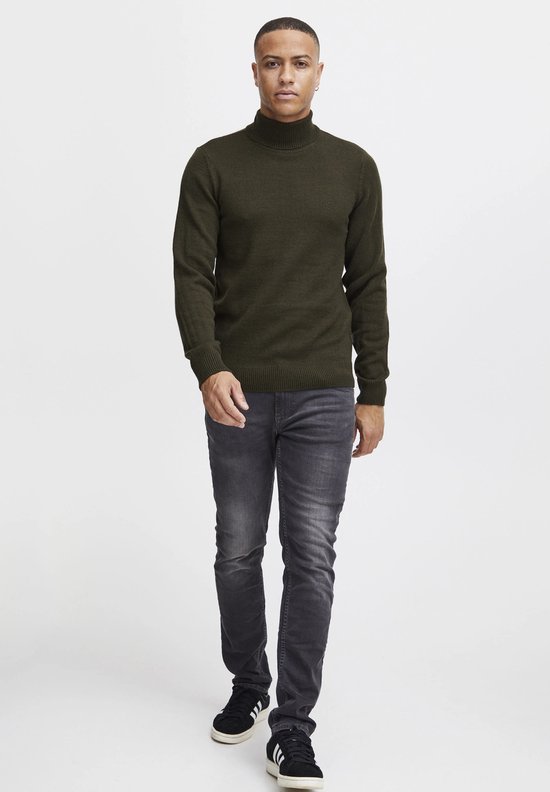 Blend - Heren Sweater (lekker fijn warm) - Coltrui - Olive – 100% organic material - Maat XXL