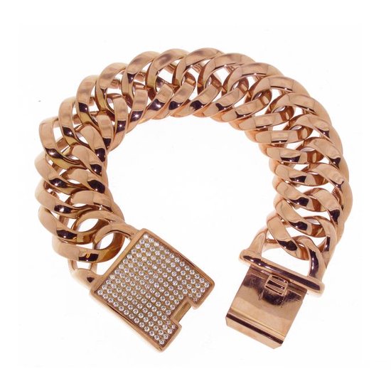 Juwelier Zwartevalk - Stalen rose gouden armband 33.074/20cm--