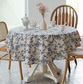 Rond tafelkleed blauwe bloemen langwerpig tafelkleed stofdicht kreukvrij linnen tafelkleed voor restaurant picknick keuken tafeldecoratie