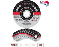 AREBOS 400 x Slijpschijven Flexschijven Inox roestvrij staal metaal Metall Ø 125 mm x 1,2 mm