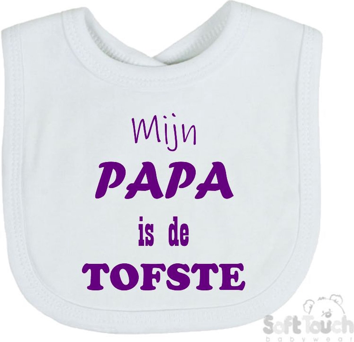 Goedkoopste Soft Touch Slabber Slabbetje Slab Mijn Papa is de TOFSTE Vader Vaderdag Unisex Katoen Wit/paars Maat 33x22 Cm