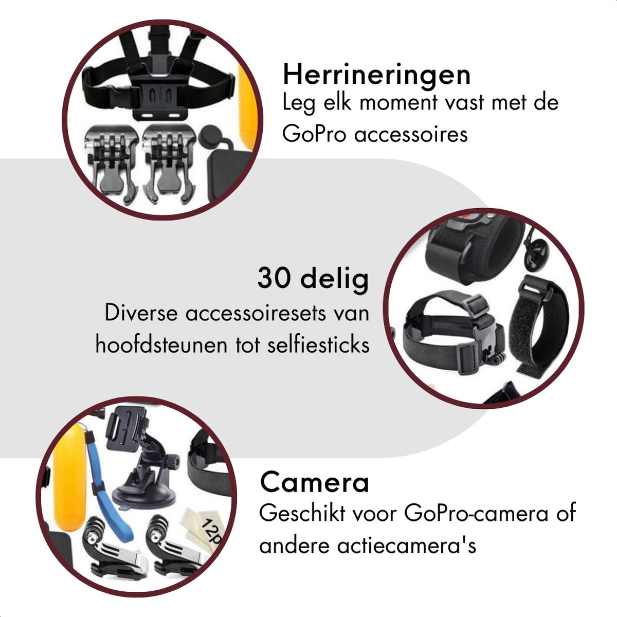 Aretica Ensemble d'accessoires GoPro 30 pièces / Ensemble d'accessoires pour  la GoPro