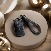 Sleutelhanger Auto Leer - Cadeau - Geschikt voor Volkswagen/Mercedes/Audi/BMW - Luxe Auto Sleutelhanger - Leer en Metaal - Geweven - Premium sluiting - Mannen/Vrouwen - Autohanger