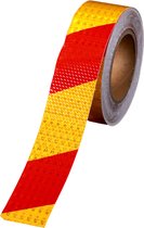 Reflectie tape - Rood/Geel - 25Mx5CM - Veiligsheids stickers PVC - Voor auto, vrachtwagen, aanhangers, etc | 25 meter