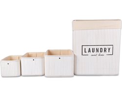 Multifunctionele Bamboe Wasmand 37L en Opbergmand Set- Assortiment | Ideaal voor Wassen, en Speelgoedopslag | Organiseren – Kinderkamer / Babykamer / Badkamer