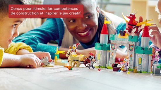LEGO 10780 Disney Mickey et ses amis Défenseurs du Château, Château Fort  Jouet avec Chevaux et Figurine de Dragon, pour Garçons et Filles de 4 Ans :  : Jouets